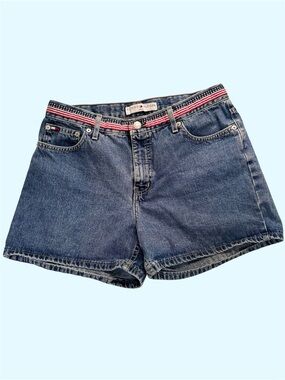 Vintage 90s Tommy Hilfiger Jeans Denim Shorts Jorts American Flag Detail Size 30